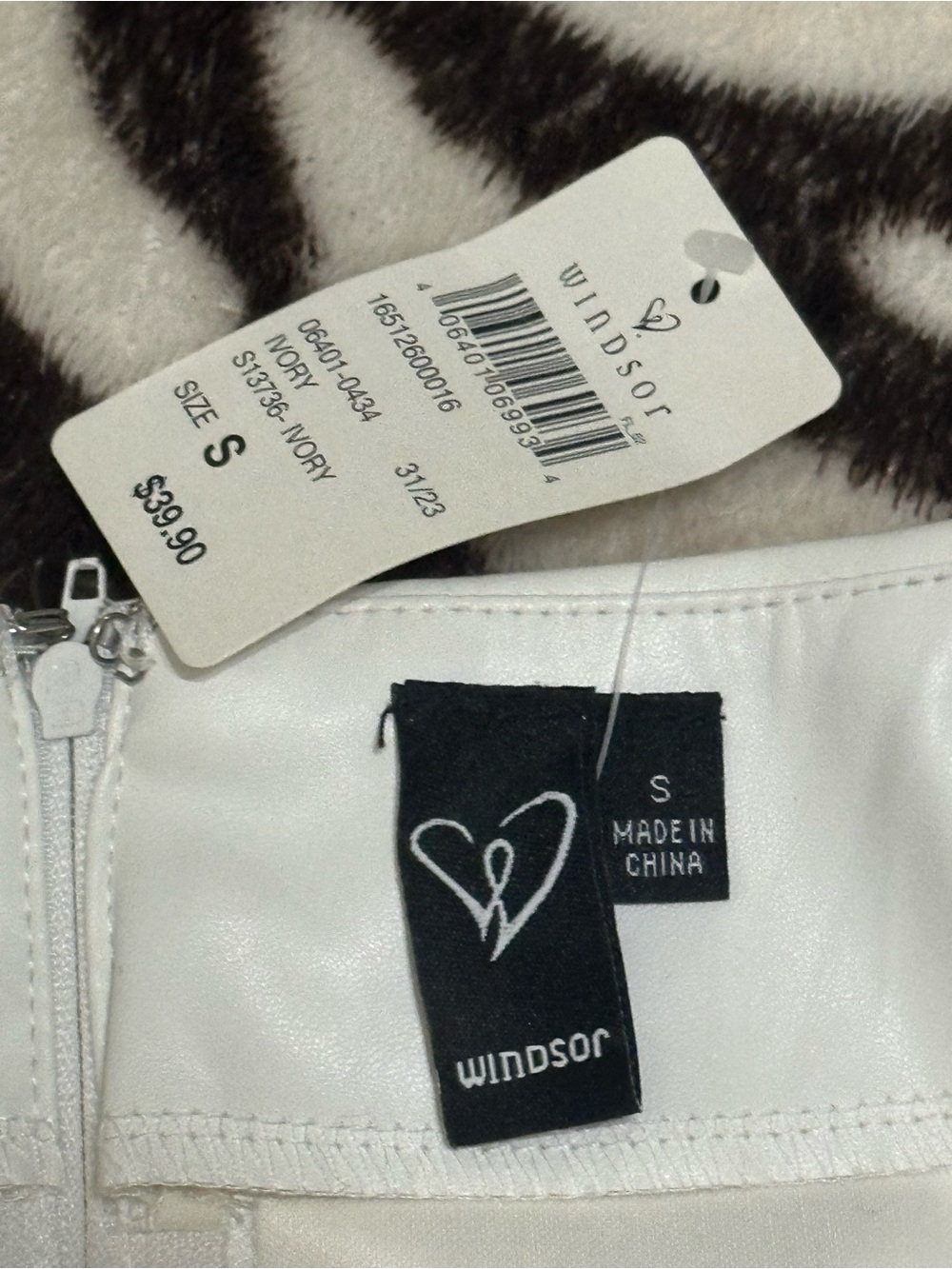 Windsor White Mini Skirt with Silver Fringe - Picture 3 of 6